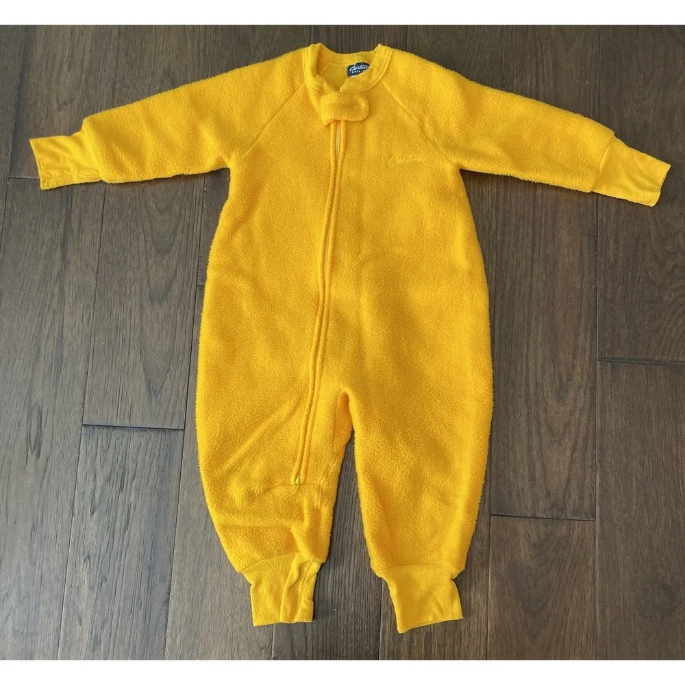 Vintage‎ Carter's 2T One Piece Fleece Pajamas Yellow Unisex